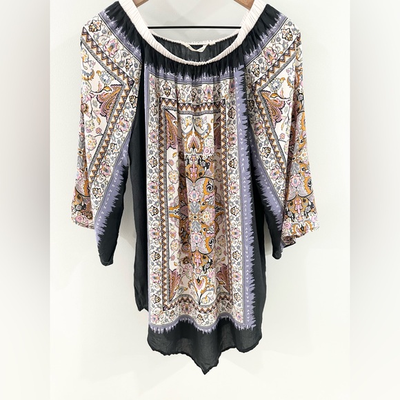 Soft Surroundings Off Shoulder Paisley Blouse Purple Size Large - Picture 4 of 6